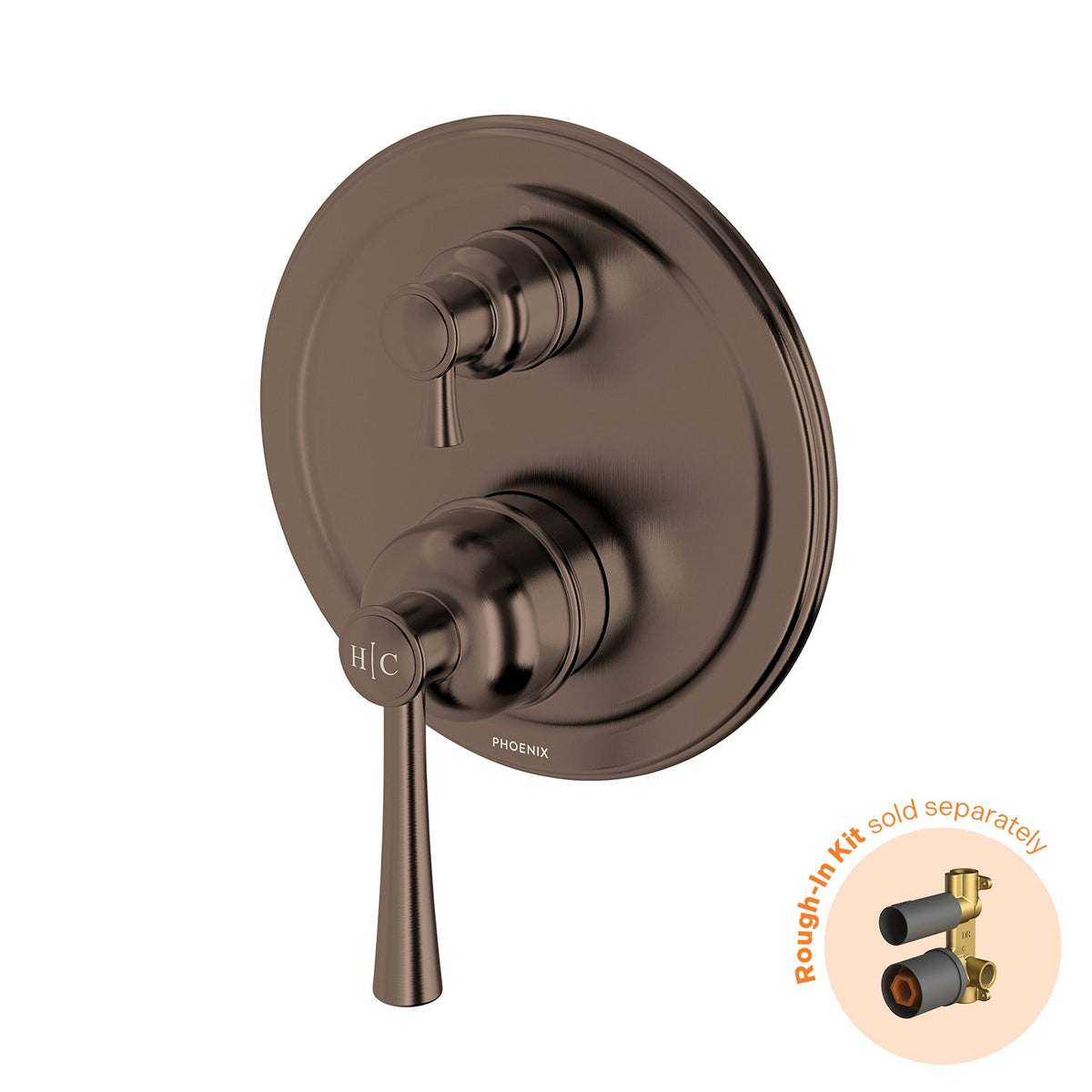 Cromford Switch Mix Wall Diverter Mixer Fit Off Kit Only - Brushed Bronze