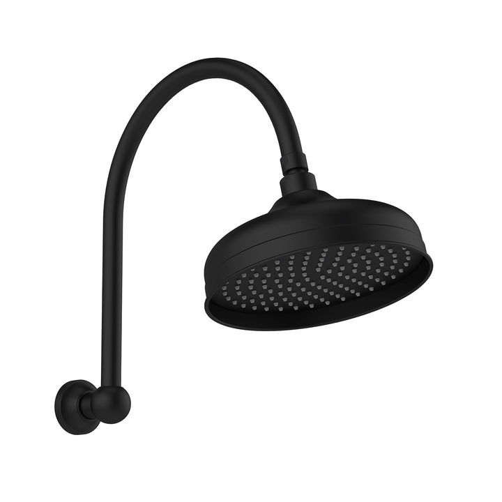 Cromford High Rise Shower Arm & Rose 210mm - Matte Black