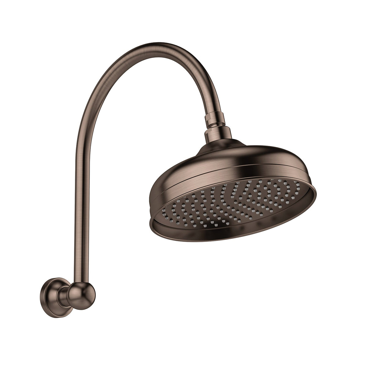 Cromford High Rise Shower Arm & Rose 210mm - Brushed Bronze
