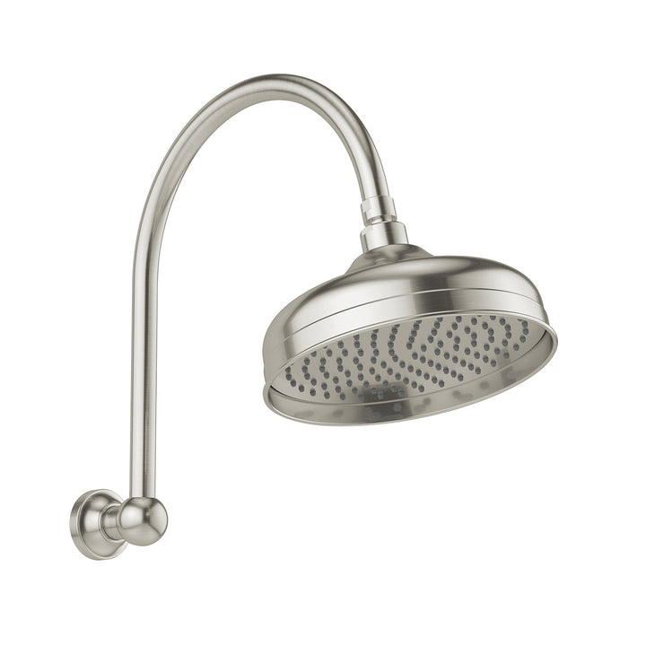 Cromford High Rise Shower Arm &amp; Rose 210mm - Brushed Nickel