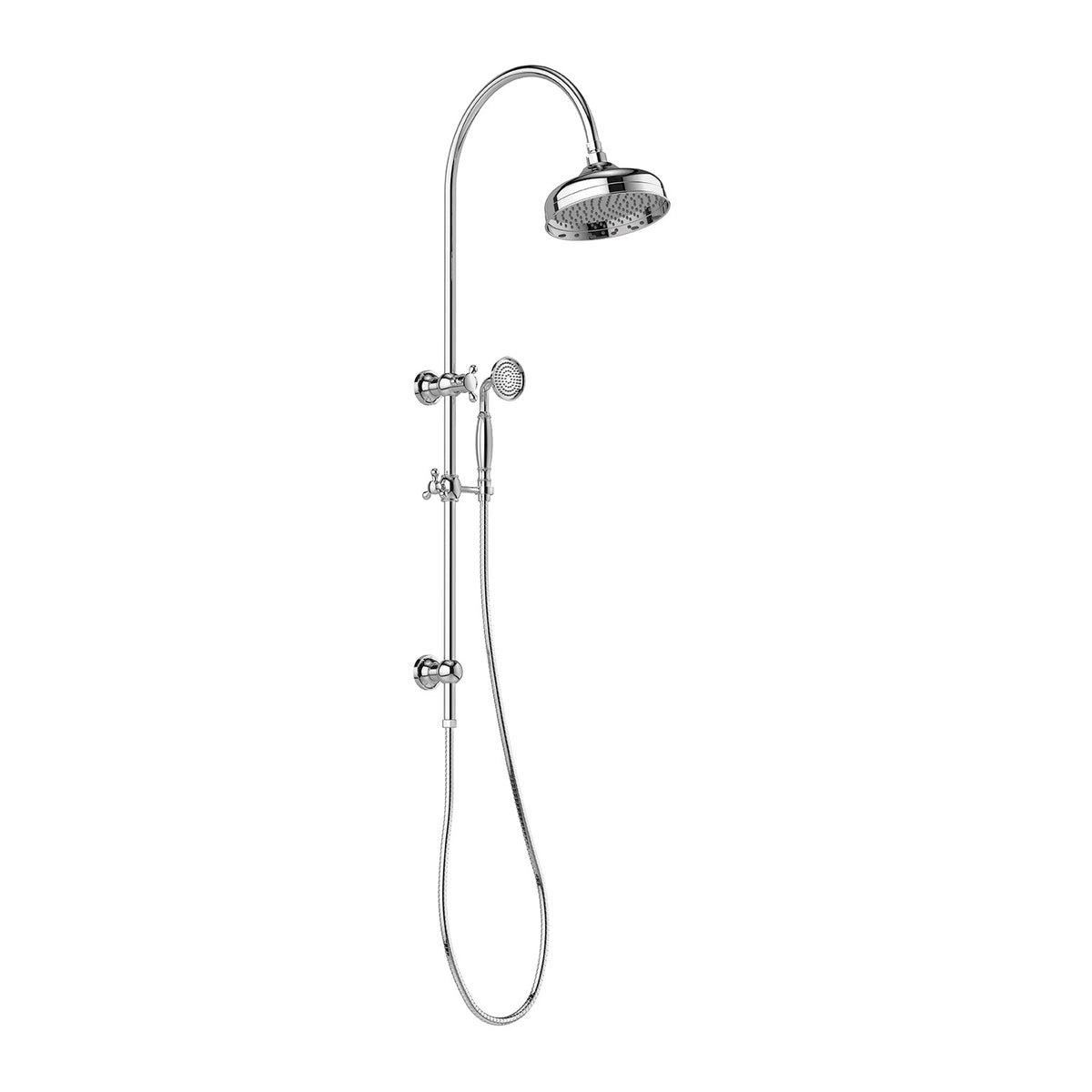 Cromford Twin Shower 210mm Rose - Chrome