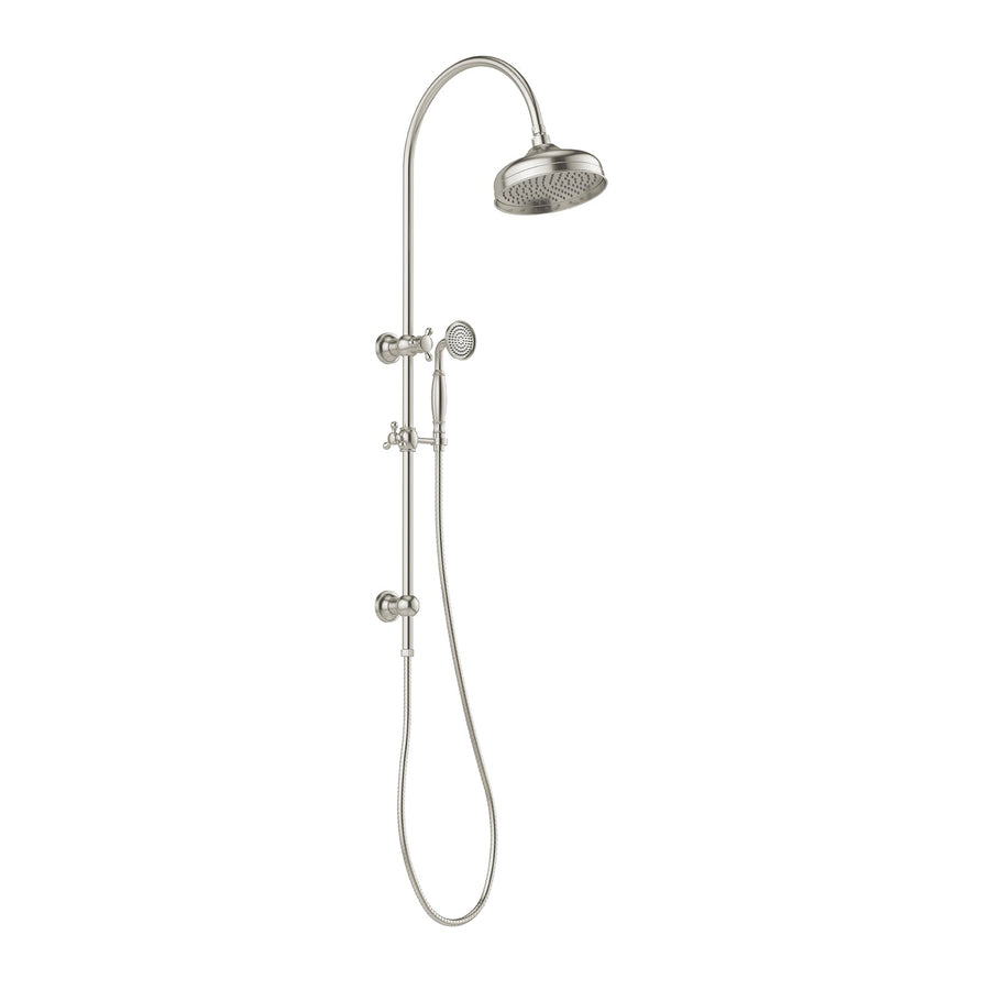 Cromford Twin Shower 210mm Rose - Brushed Nickel