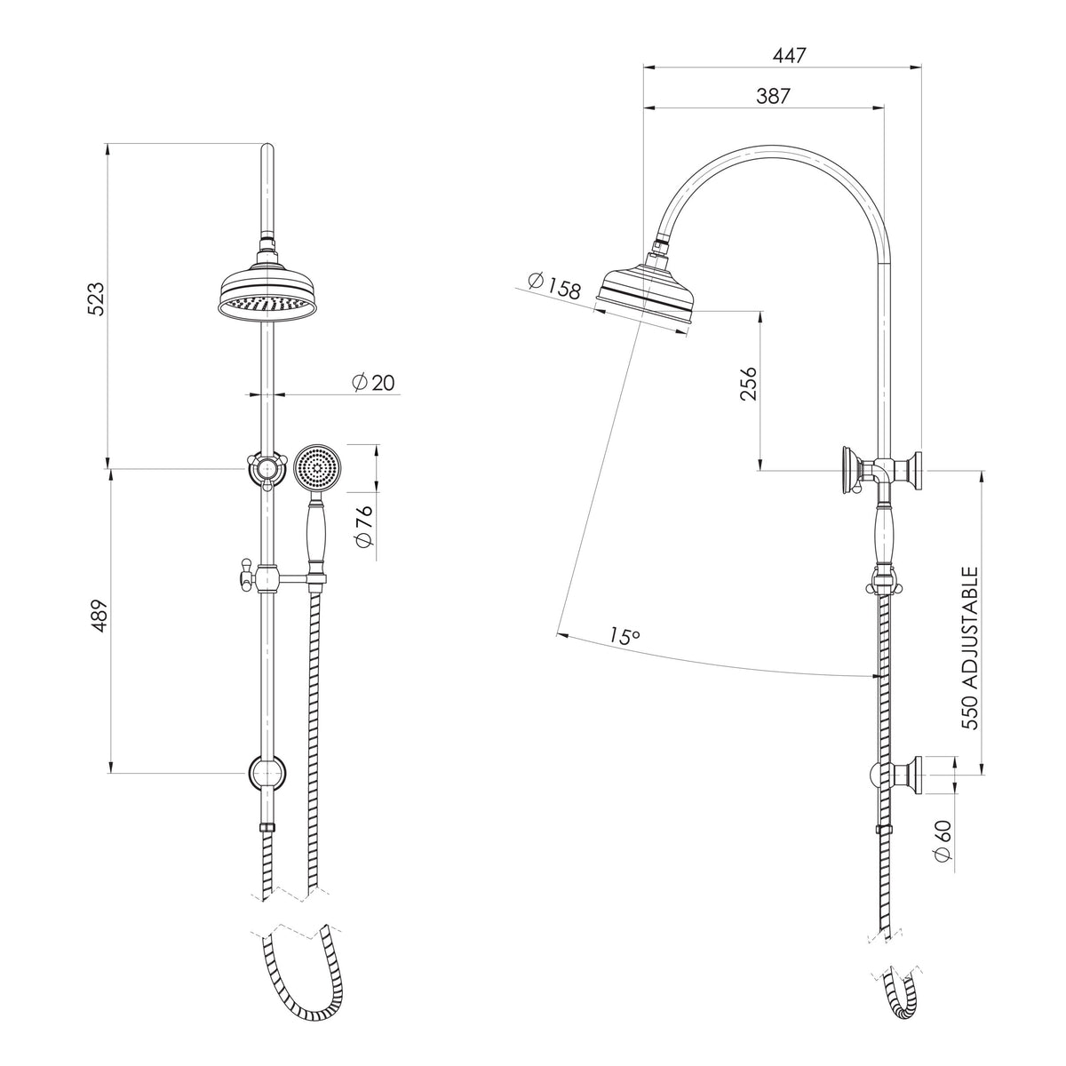 Cromford Twin Shower - Brushed Bronze