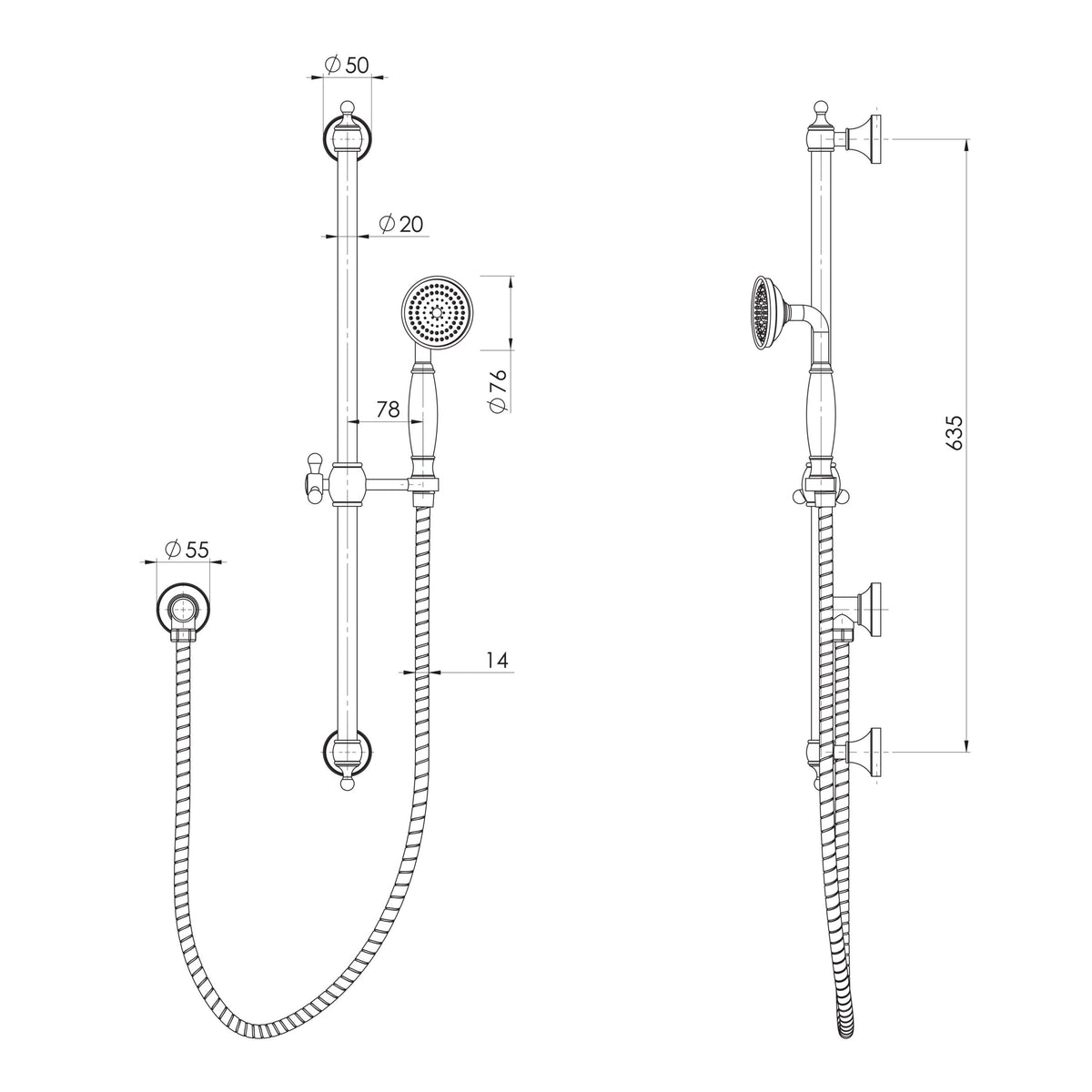 Cromford Rail Shower - Brushed Bronze