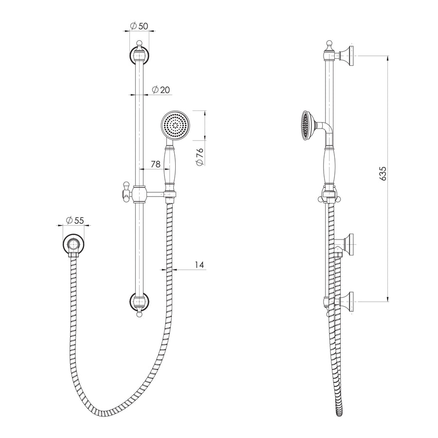 Cromford Rail Shower - Brushed Bronze