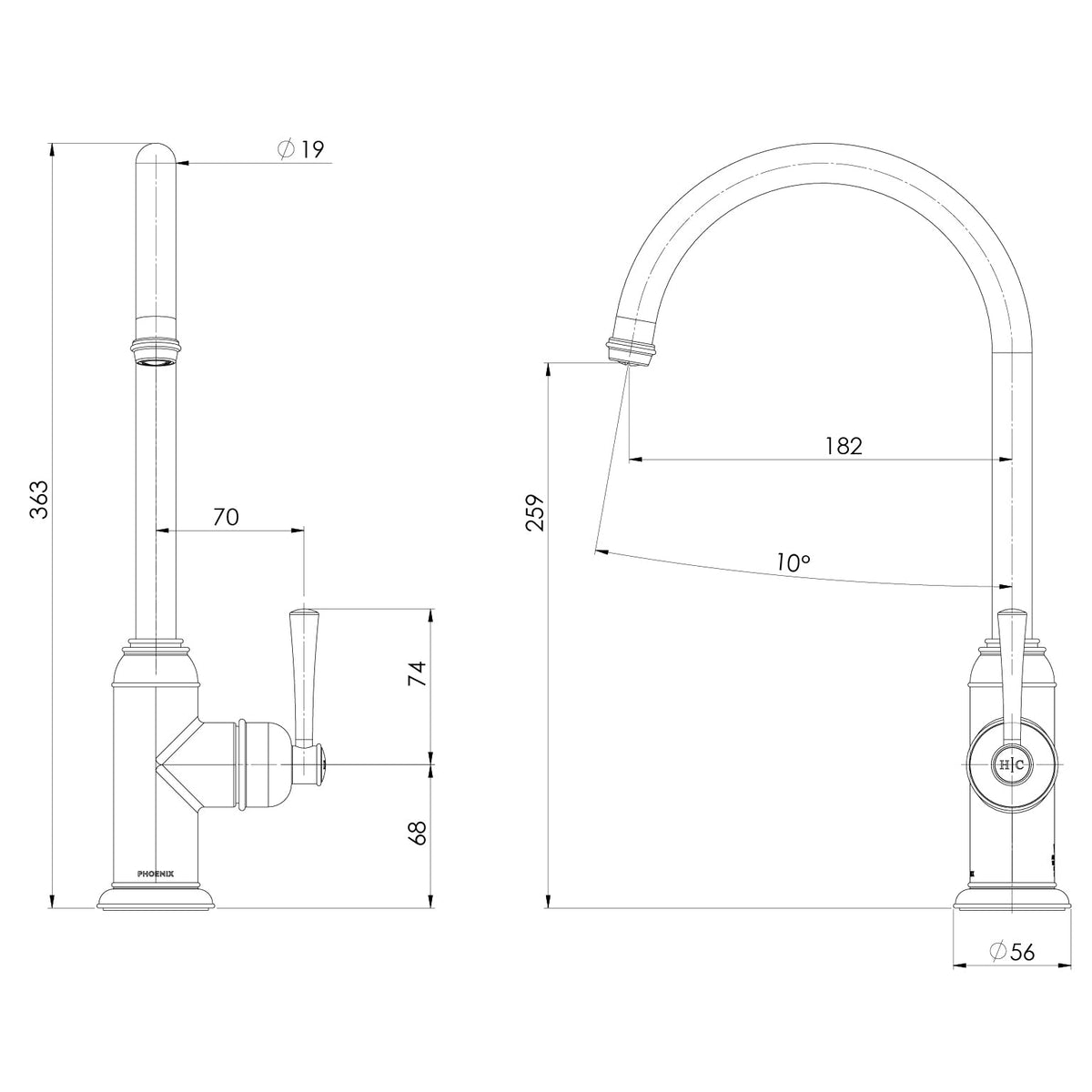 Cromford Sink Mixer 180mm - Brushed Bronze
