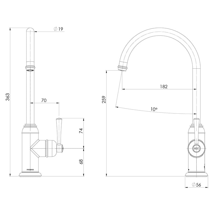 Cromford Sink Mixer 180mm - Brushed Bronze