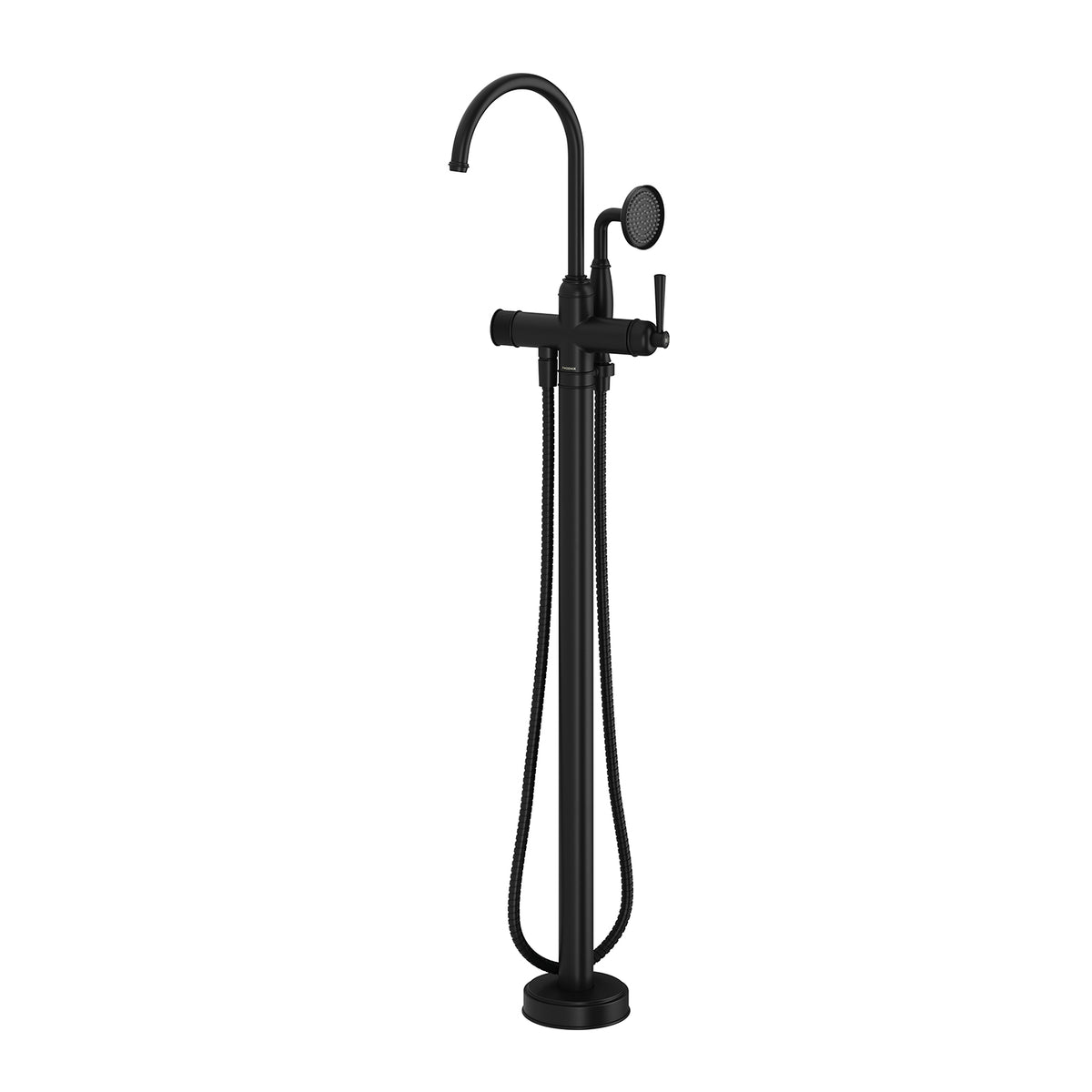 Cromford Floor Mounted Bath Mixer With Handshower - Matte Black
