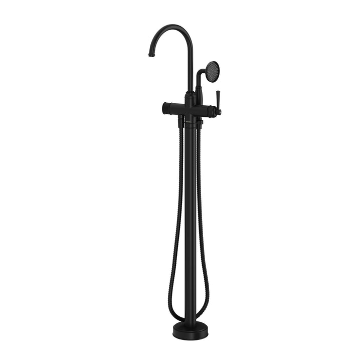 Cromford Floor Mounted Bath Mixer With Handshower - Matte Black