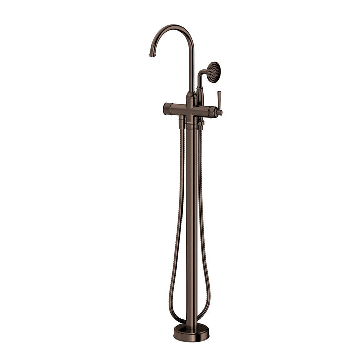 Cromford Floor Mounted Bath Mixer With Handshower - Brushed Bronze