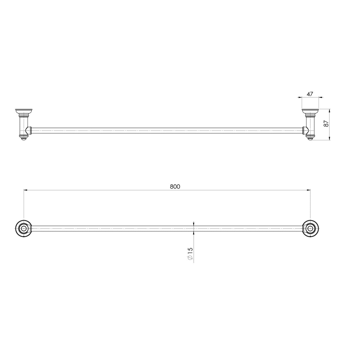 Cromford Single Towel Rail 800mm - Brushed Bronze
