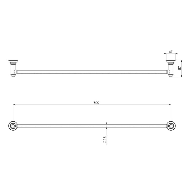 Cromford Single Towel Rail 800mm - Brushed Bronze
