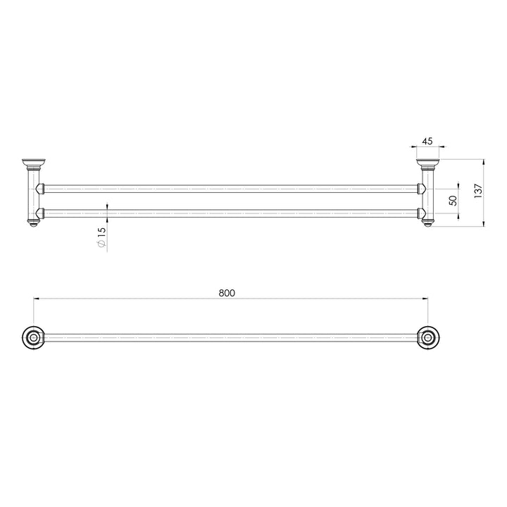 Cromford Double Towel Rail 800mm - Brushed Bronze