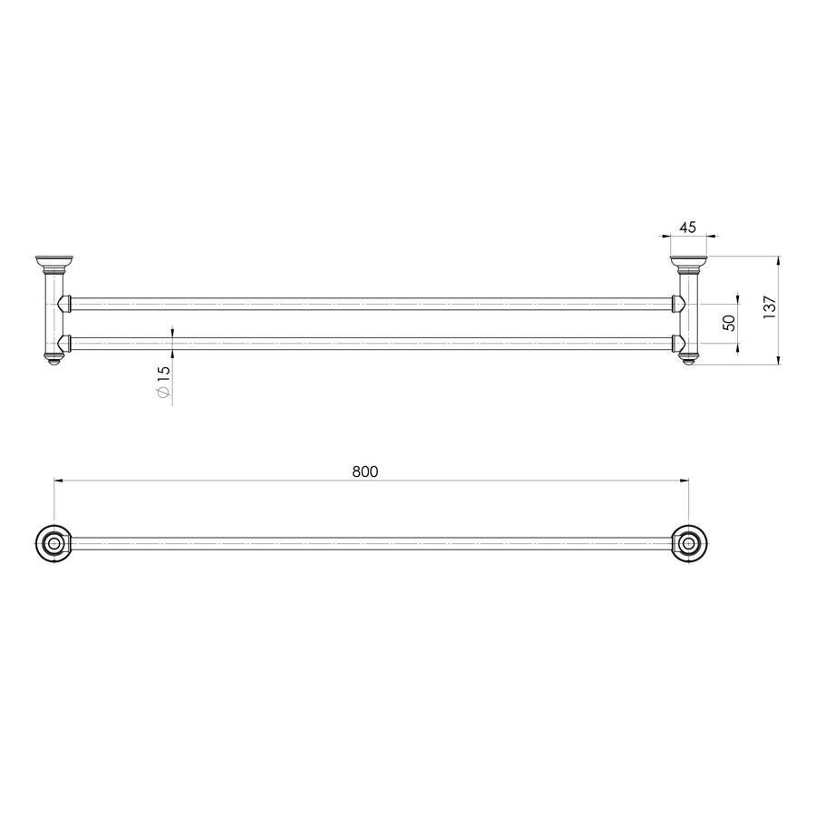 Cromford Double Towel Rail 800mm - Brushed Bronze