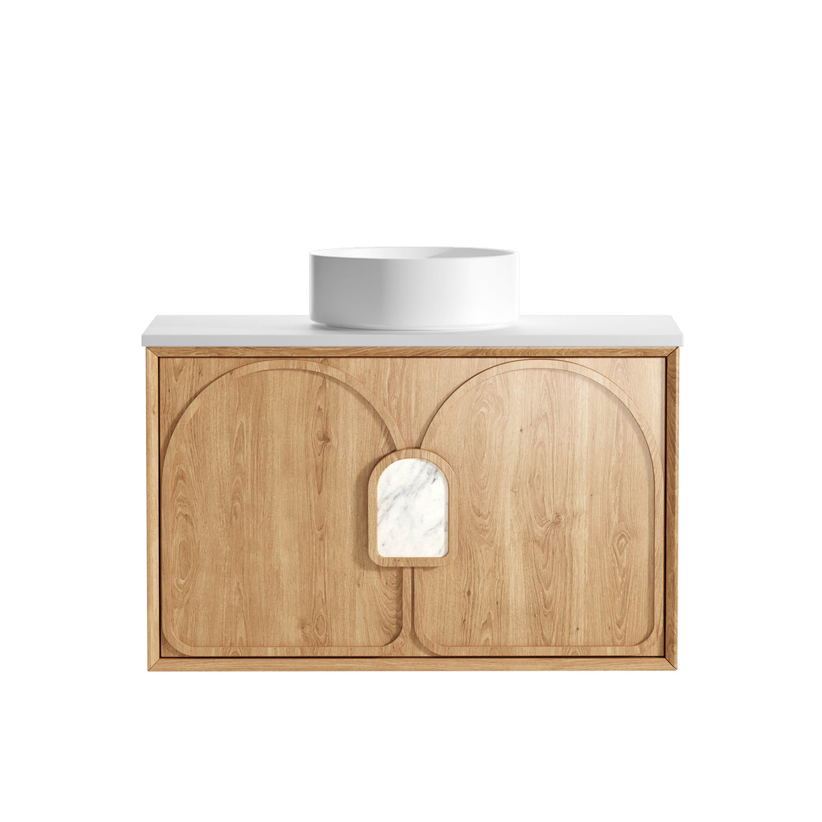 Laguna Mark II 900mm Woodland Oak Wall Hung Vanity - Ultra Delux Stone Top (Silica Free Matte White)