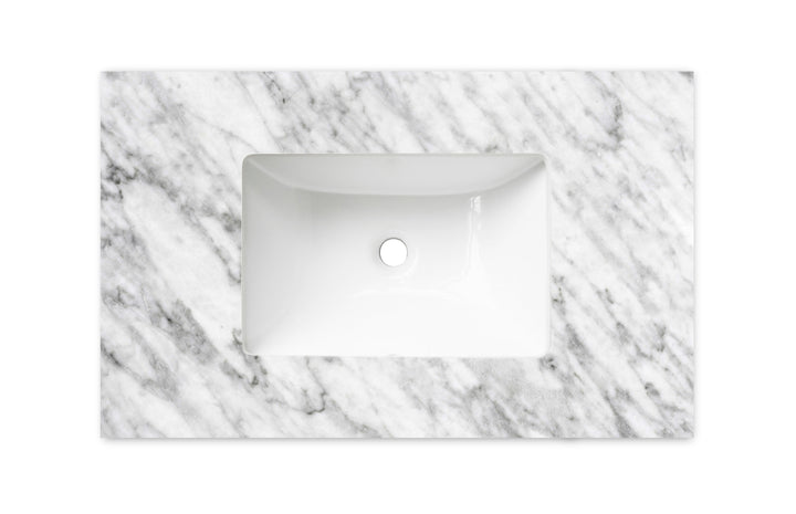 Laguna Mark II 750mm Woodland Oak Wall Hung Vanity - Under Mount Stone Top (Natural Carrara Marble)