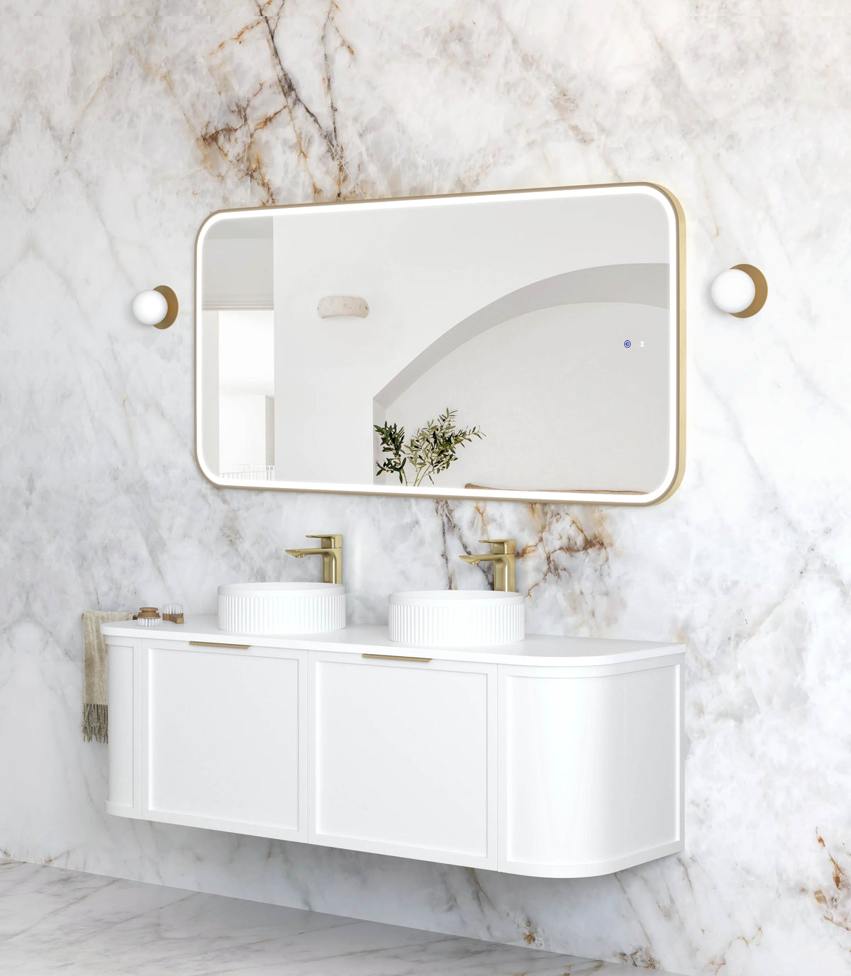 LED Newport 1500(W)x750(H) Gold Metal Frame Mirror, Install Horizontal or Vertical view 2