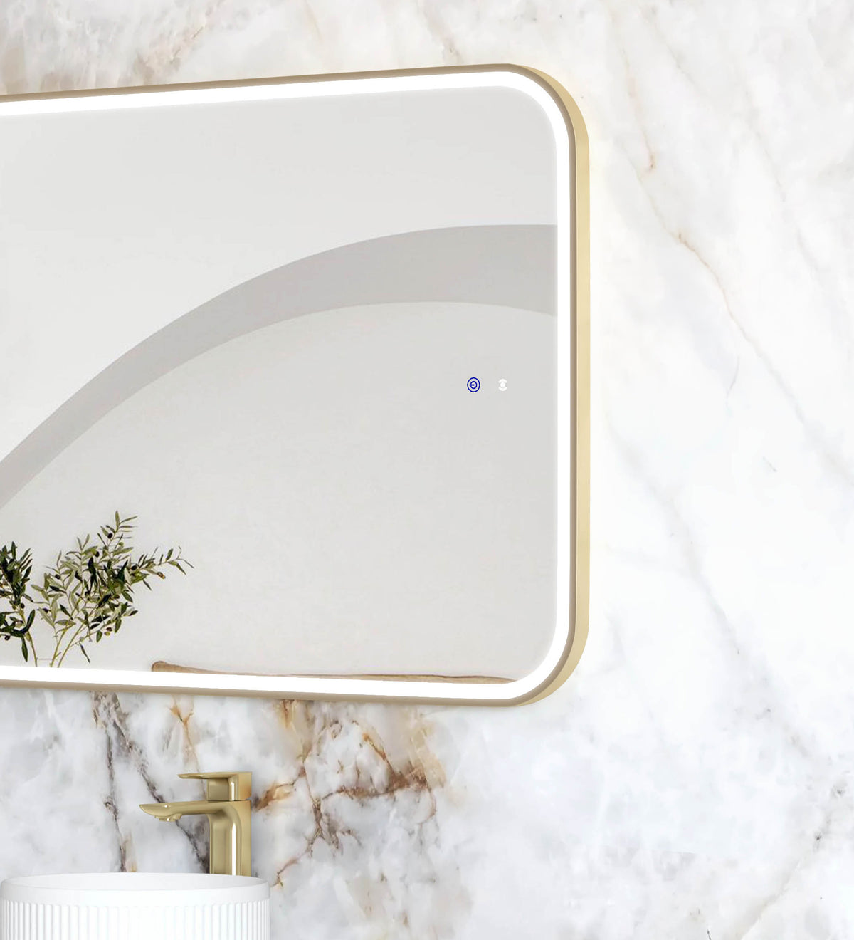 LED Newport 1500(W)x750(H) Gold Metal Frame Mirror, Install Horizontal or Vertical view 3