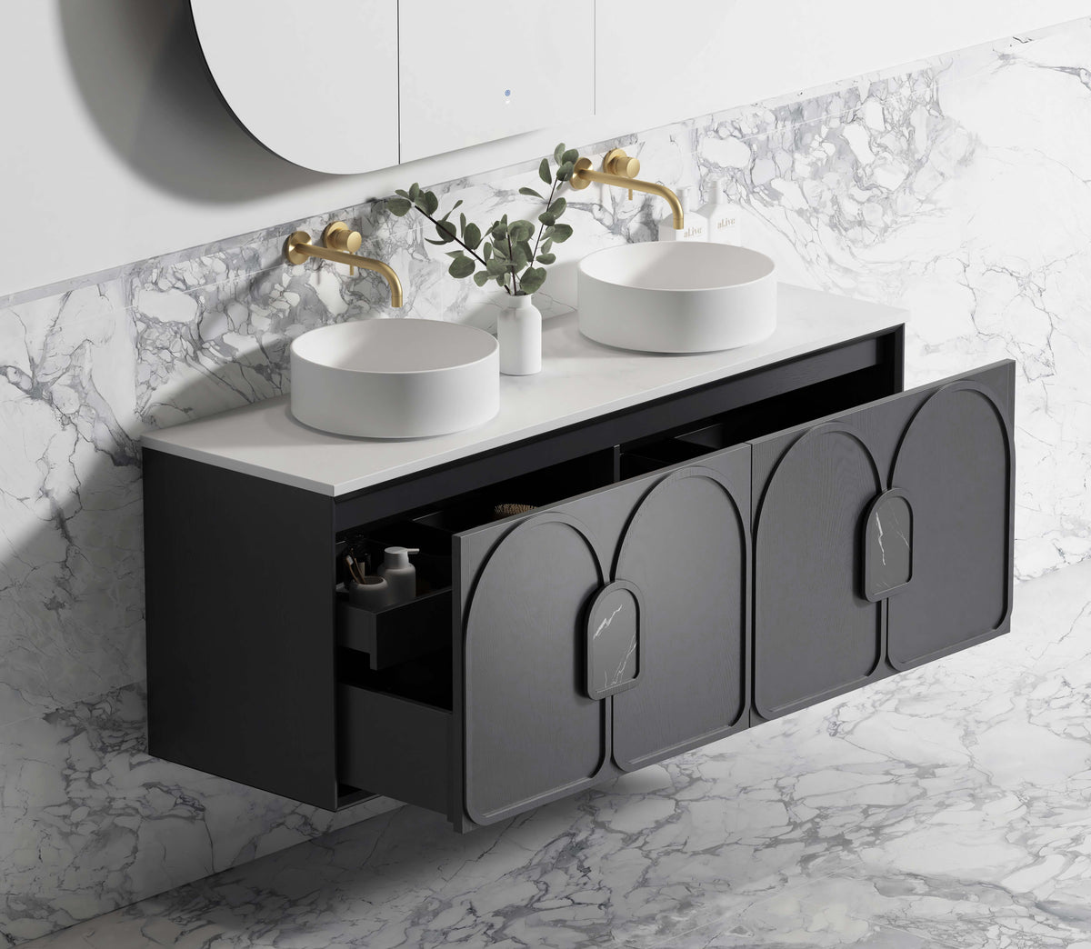 Laguna Mark II 1500mm Black Oak Wall Hung Vanity - Cabinet Only