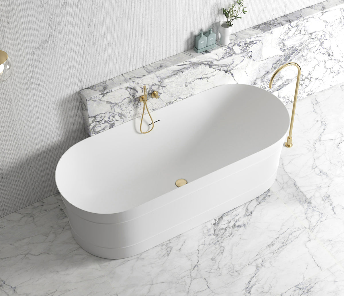 Attica Bondi 1700 Matte White Bath with Overflow
