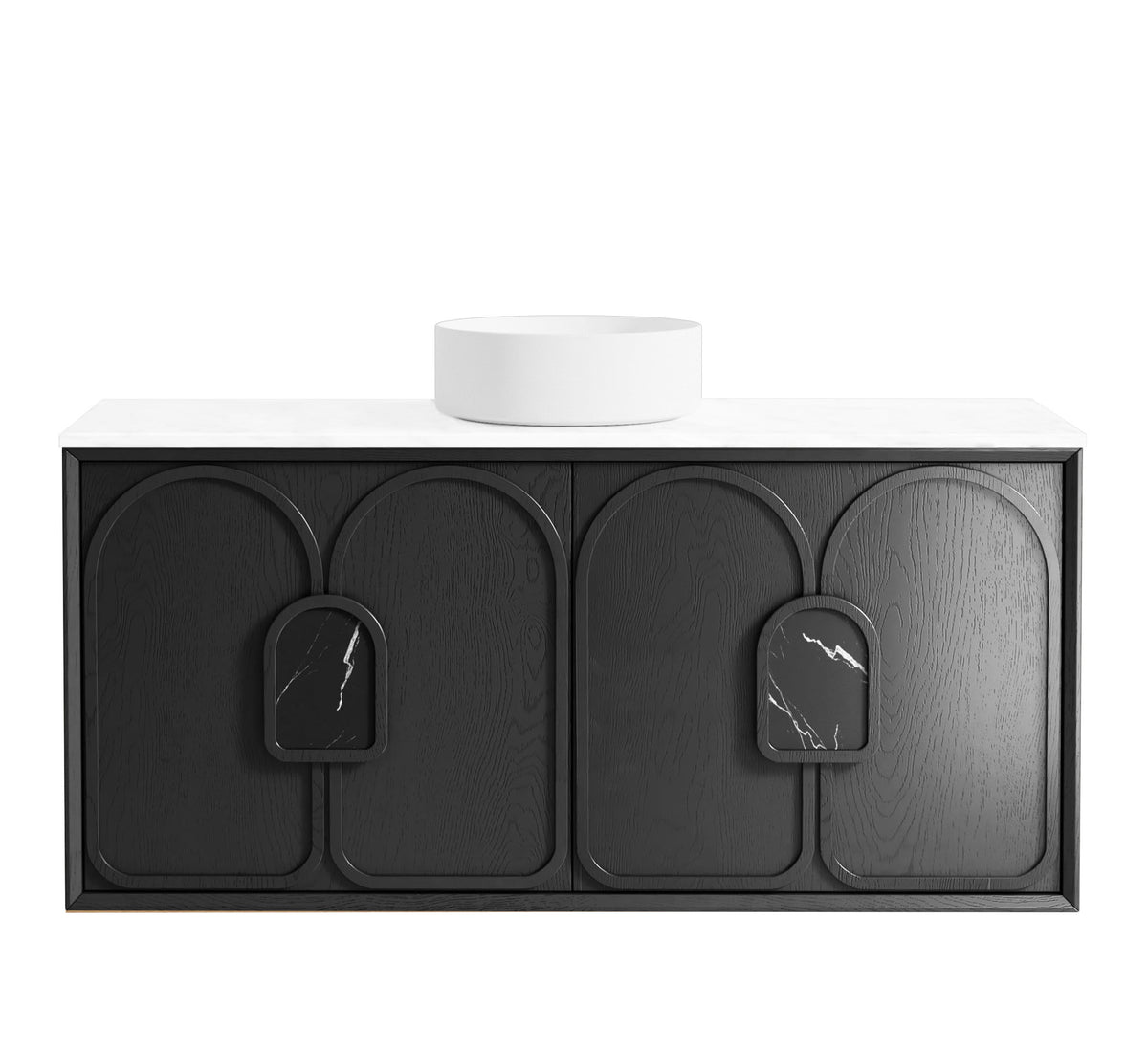 Laguna Mark II 1200mm Black Oak Wall Hung Vanity - Ultra Delux Stone Top (Silica Free Matte White)