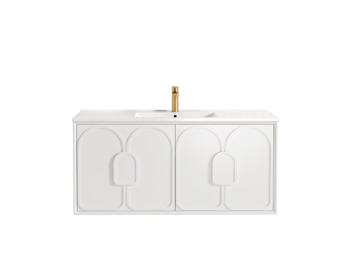 Laguna Mark II 1200mm Matte White Wall Hung Vanity - Slimline Ceramic Top (Gloss white)