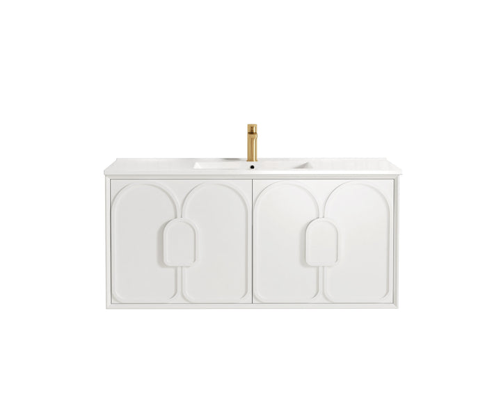 Laguna Mark II 1200mm Matte White Wall Hung Vanity - Slimline Ceramic Top (Gloss white)