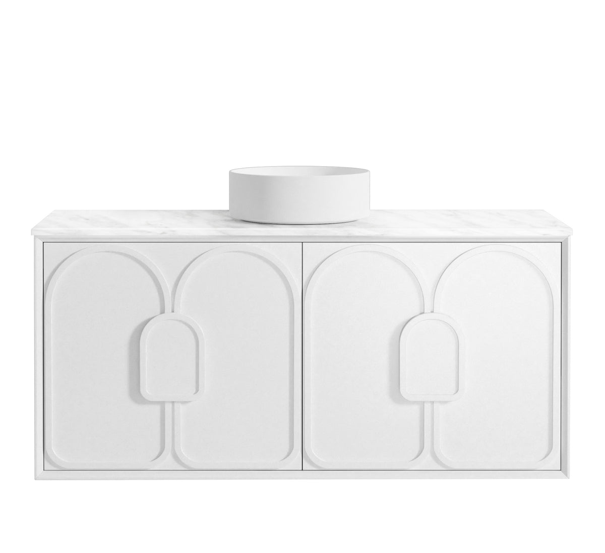 Laguna Mark II 1200mm Matte White Wall Hung Vanity - Ultra Delux Stone Top (Silica Free Cloudy Carrara)