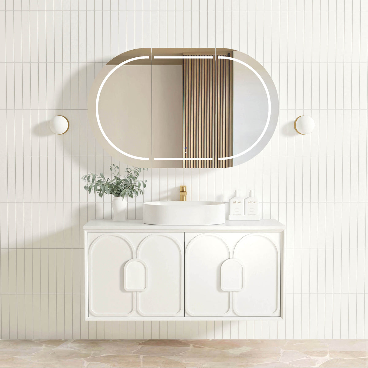 Laguna Mark II 1200mm Matte White Wall Hung Vanity - Ultra Delux Stone Top (Silica Free Pure White)