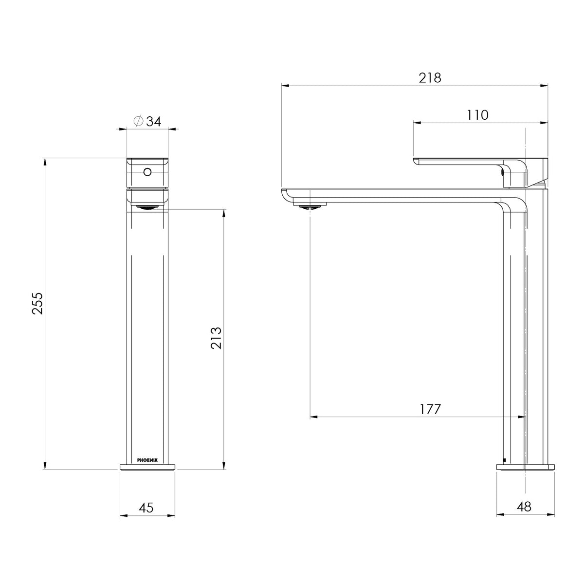 Specification diagram - Gloss MKII Vessel Mixer