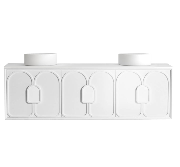 Laguna Mark II 1800mm Matte White Wall Hung Vanity - Ultra Delux Stone Top (Silica Free Pure White)