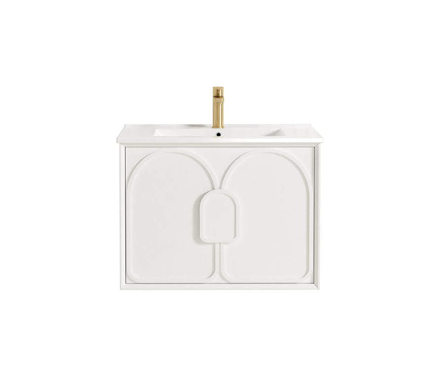 Laguna Mark II 750mm Matte White Wall Hung Vanity - Slimline Ceramic Top (Gloss white)
