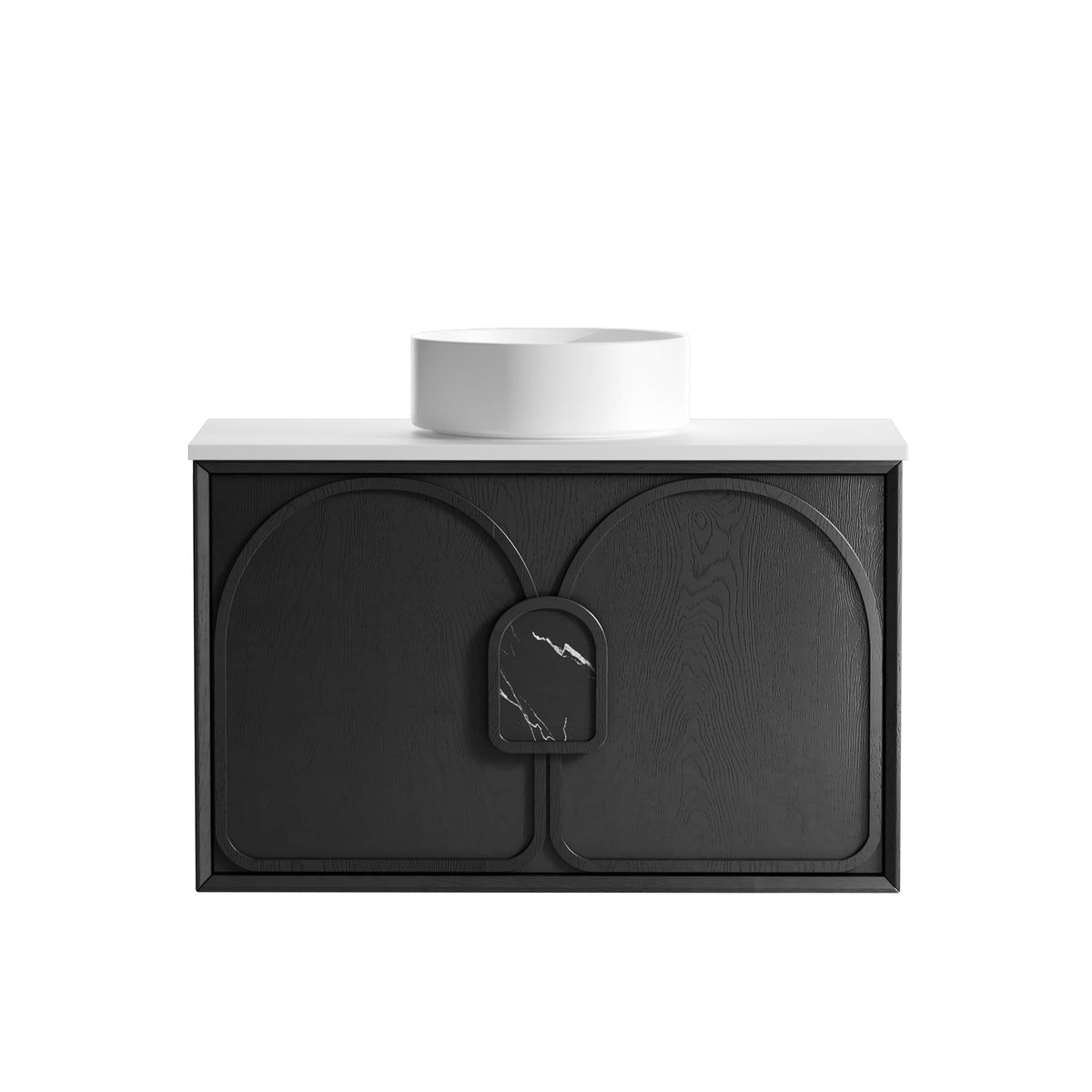 Laguna Mark II 900mm Black Oak Wall Hung Vanity - Ultra Delux Stone Top (Silica Free Matte White)