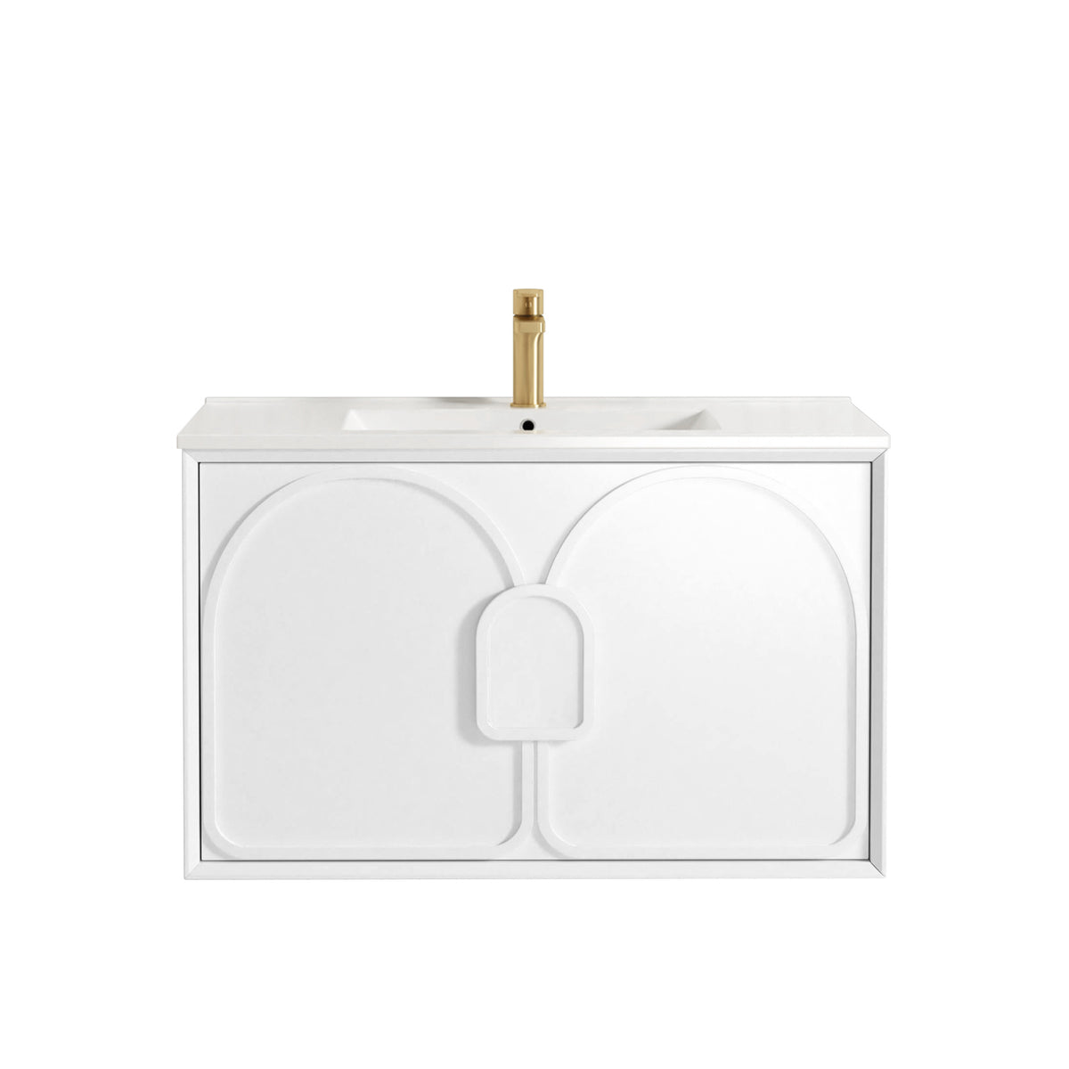 Laguna Mark II 900mm Matte White Wall Hung Vanity - Slimline Ceramic Top (Gloss white)