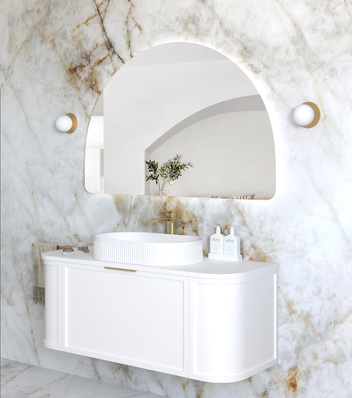 LED Moonlight Archie 800(H)x1200(W) Frameless Tuffi Mirror view 2