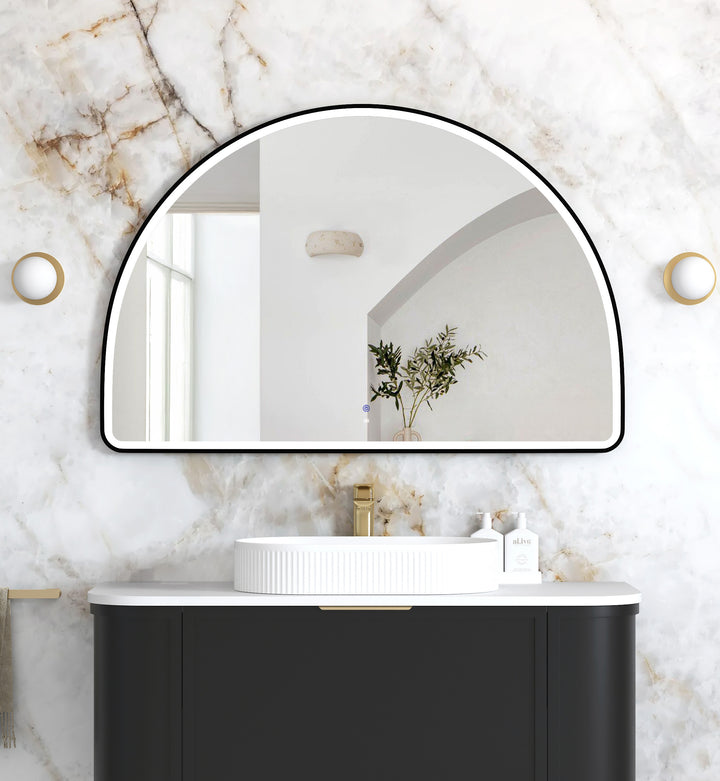 LED Moonlight Archie 800(H)x1200(W) Black Metal Frame Mirror main view