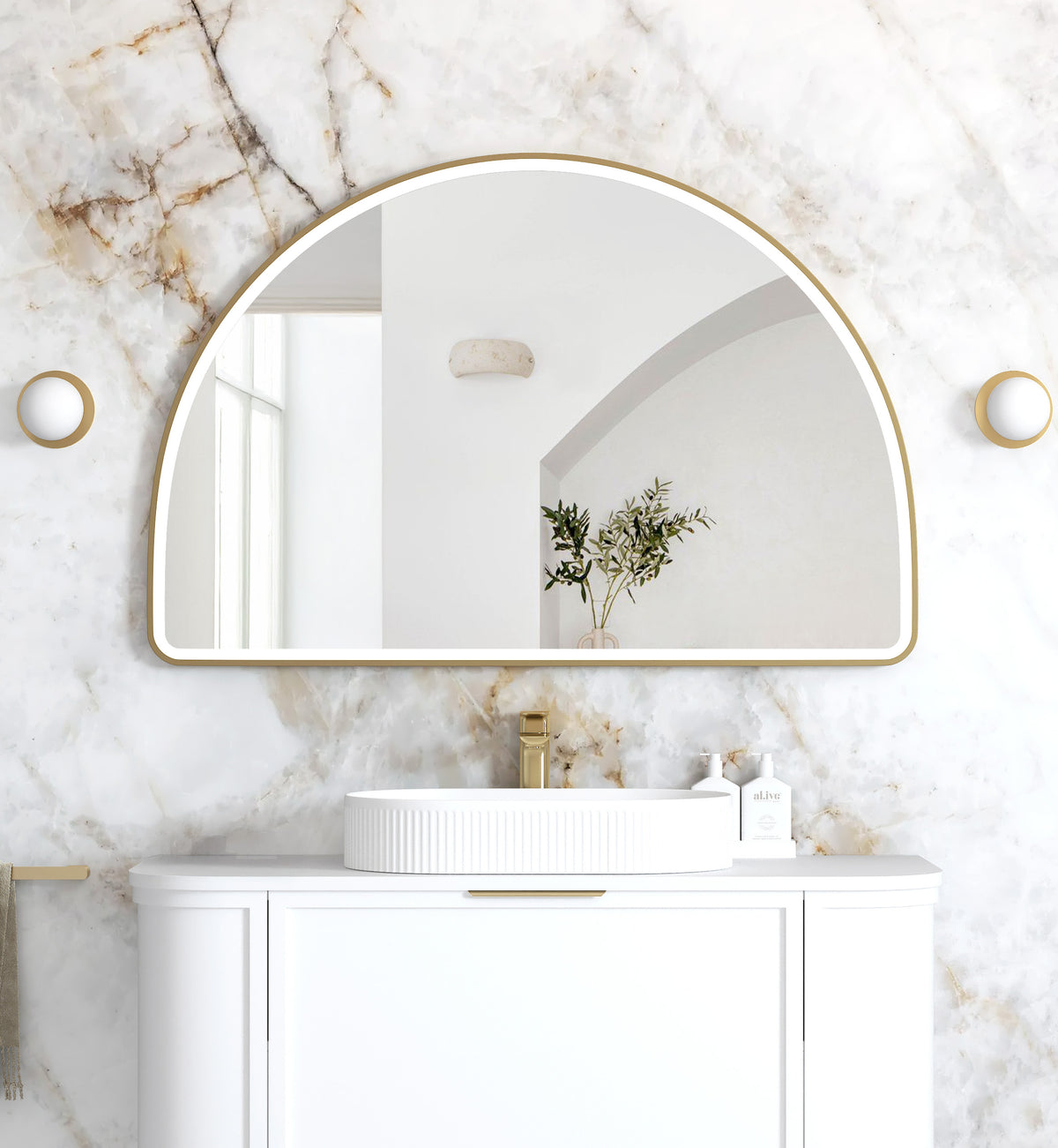 LED Moonlight Archie 800(H)x1200(W) Gold Metal Frame Mirror main view
