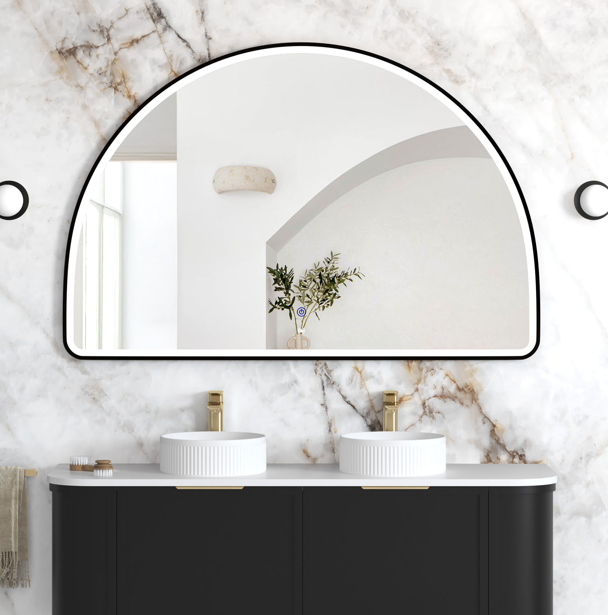 LED Moonlight Archie 1000(H)x1500(W) Black Metal Frame Mirror main view