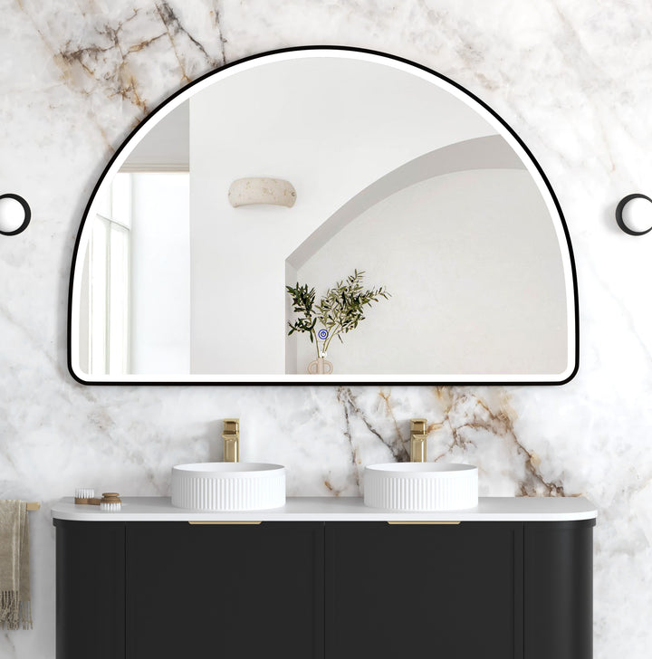 LED Moonlight Archie 1000(H)x1500(W) Black Metal Frame Mirror main view