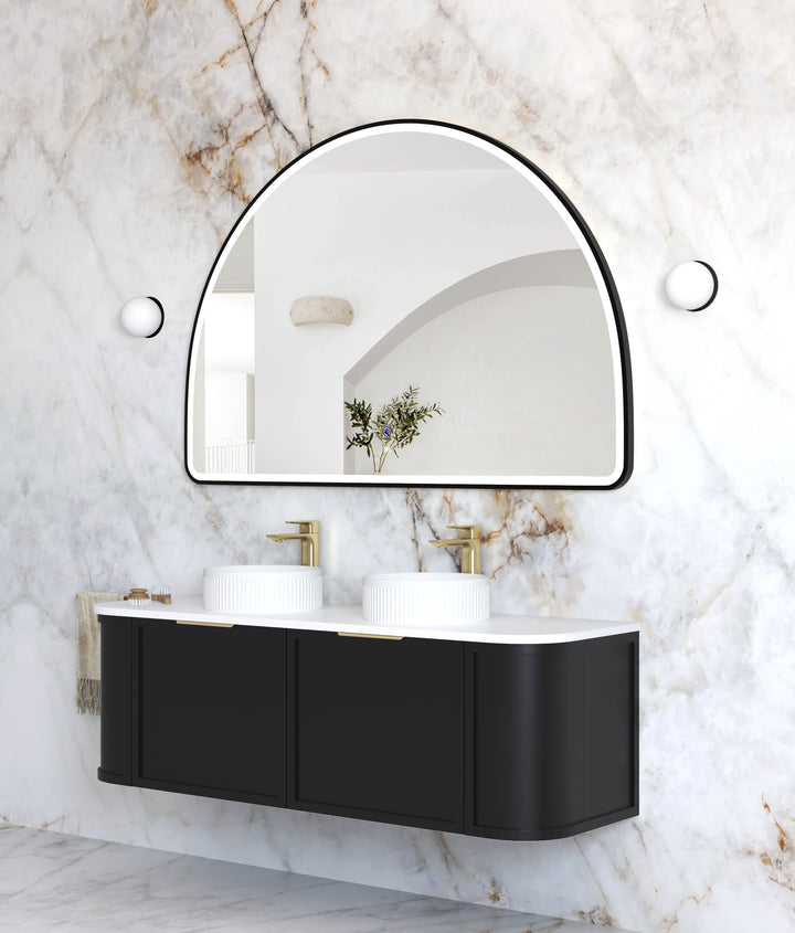LED Moonlight Archie 1000(H)x1500(W) Black Metal Frame Mirror view 2