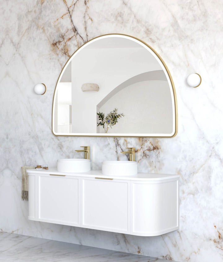 LED Moonlight Archie 1000(H)x1500(W) Gold Metal Frame Mirror view 2