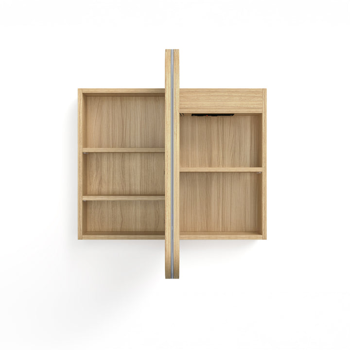 LED Newport 900(W)x750(H) Natural Oak Shaving Cabinet Premium Edition view 3
