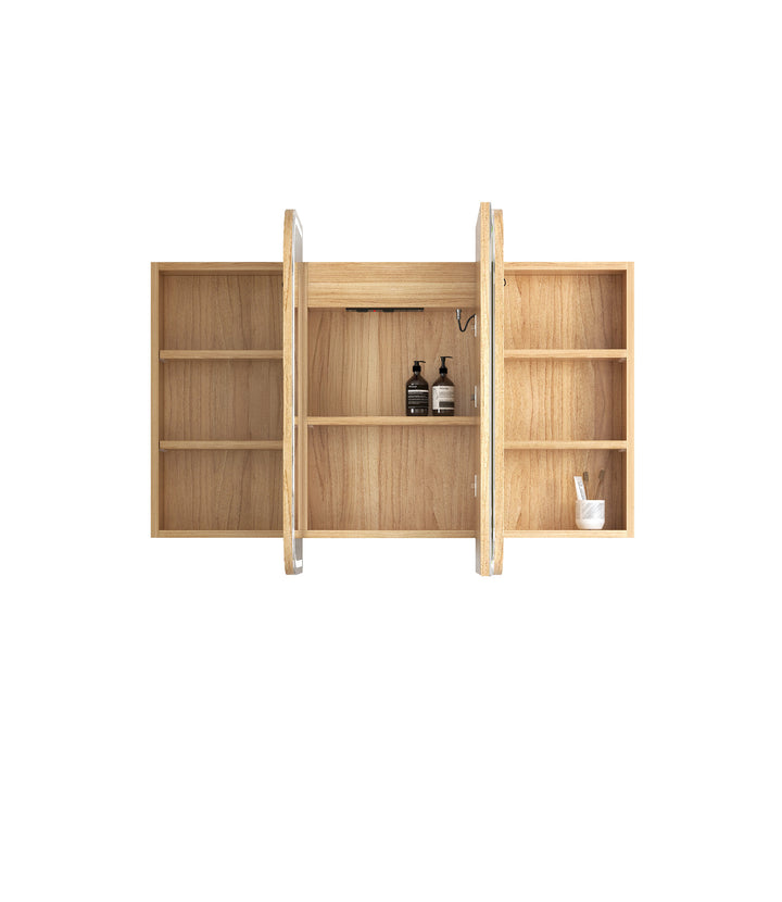 LED Newport 1200(W)x750(H) Natural Oak Shaving Cabinet Premium Edition view 2