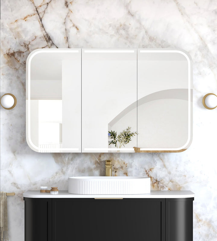 LED Newport 1200(W)x750(H) Black Oak Shaving Cabinet Premium Edition main view