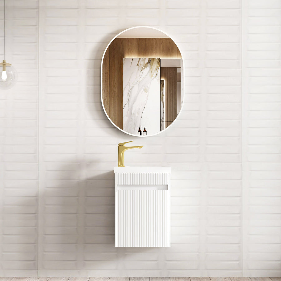 Mini Ensuite Vanity 400mm Matte White Fluted Vanity (with Basin) - Default Title