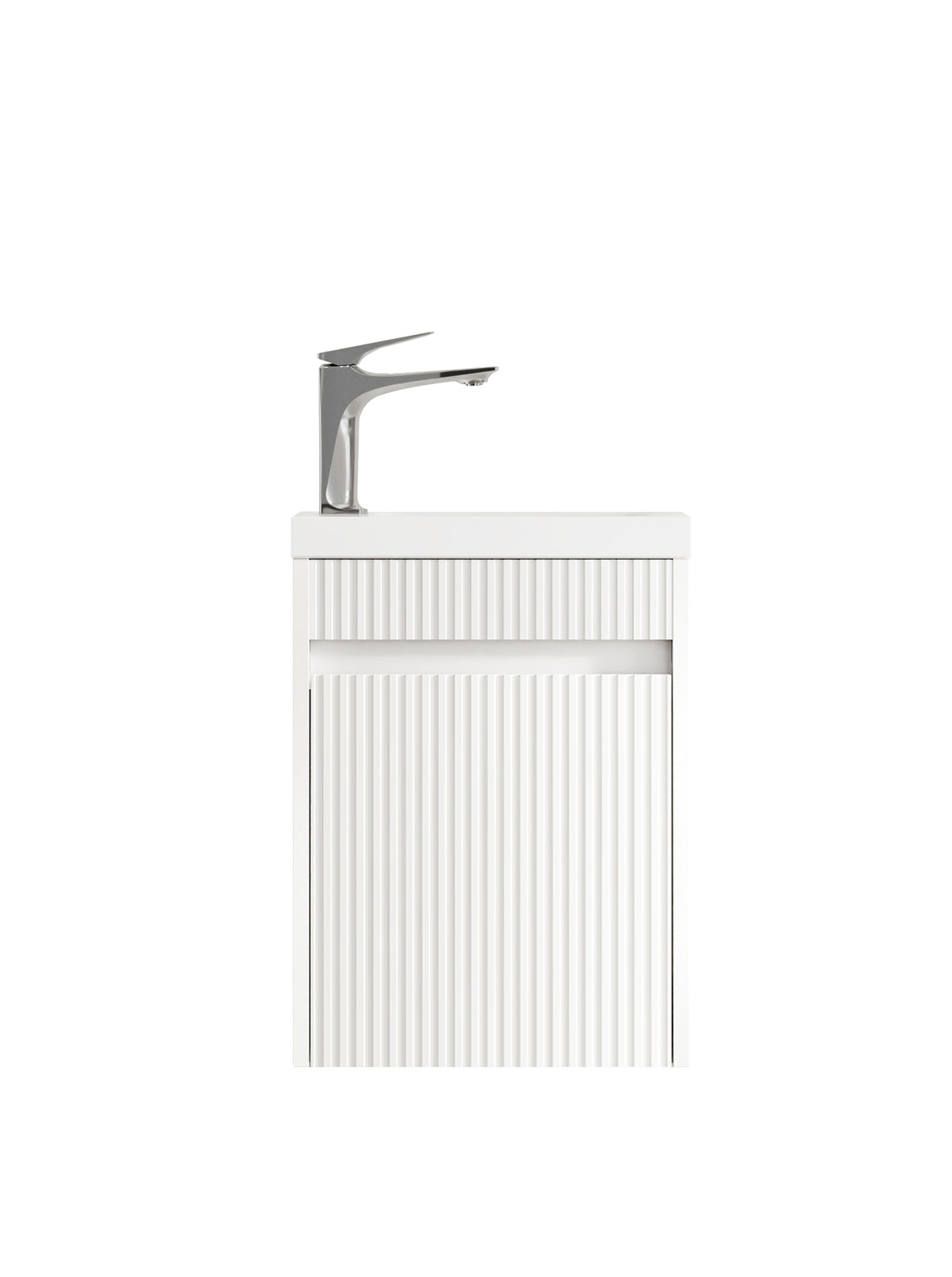 Mini Ensuite Vanity 400mm Matte White Fluted Vanity (with Basin)