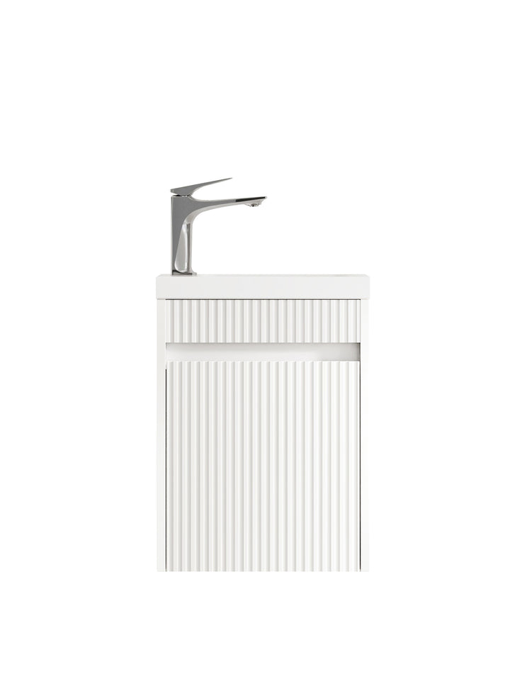 Mini Ensuite Vanity 400mm Matte White Fluted Vanity (with Basin)