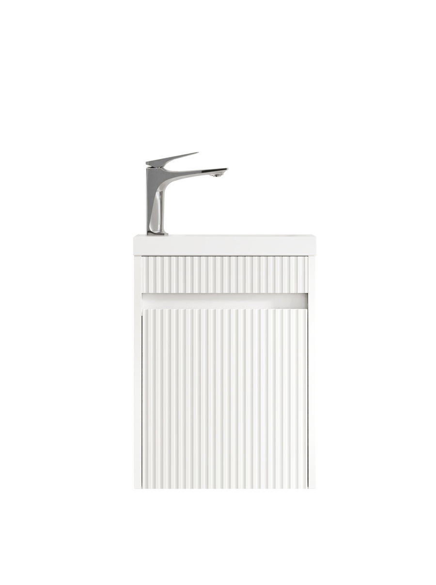 Mini Ensuite Vanity 400mm Matte White Fluted Vanity (with Basin)