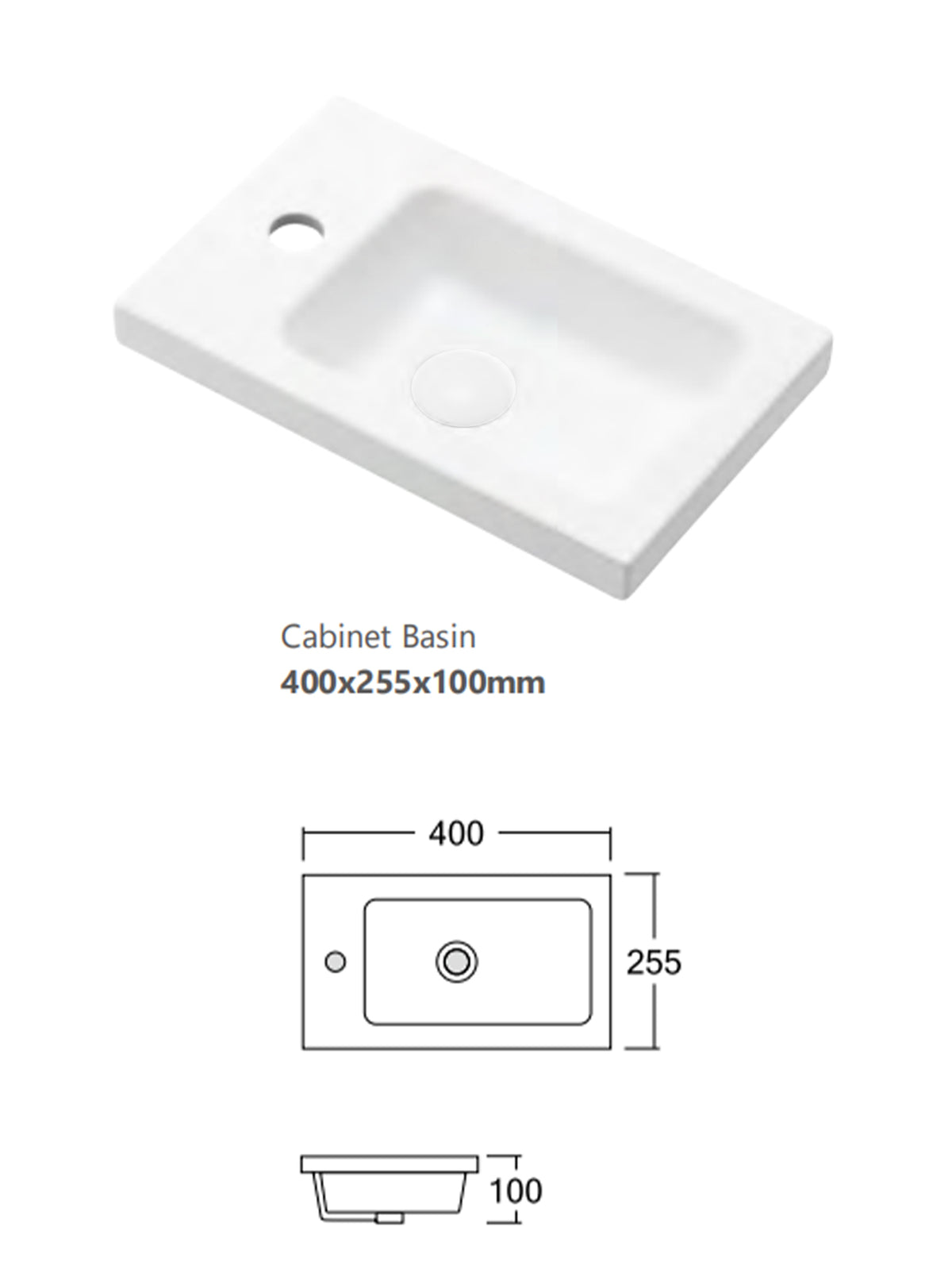 Mini Ensuite Vanity 400mm Matte White Fluted Vanity (with Basin)