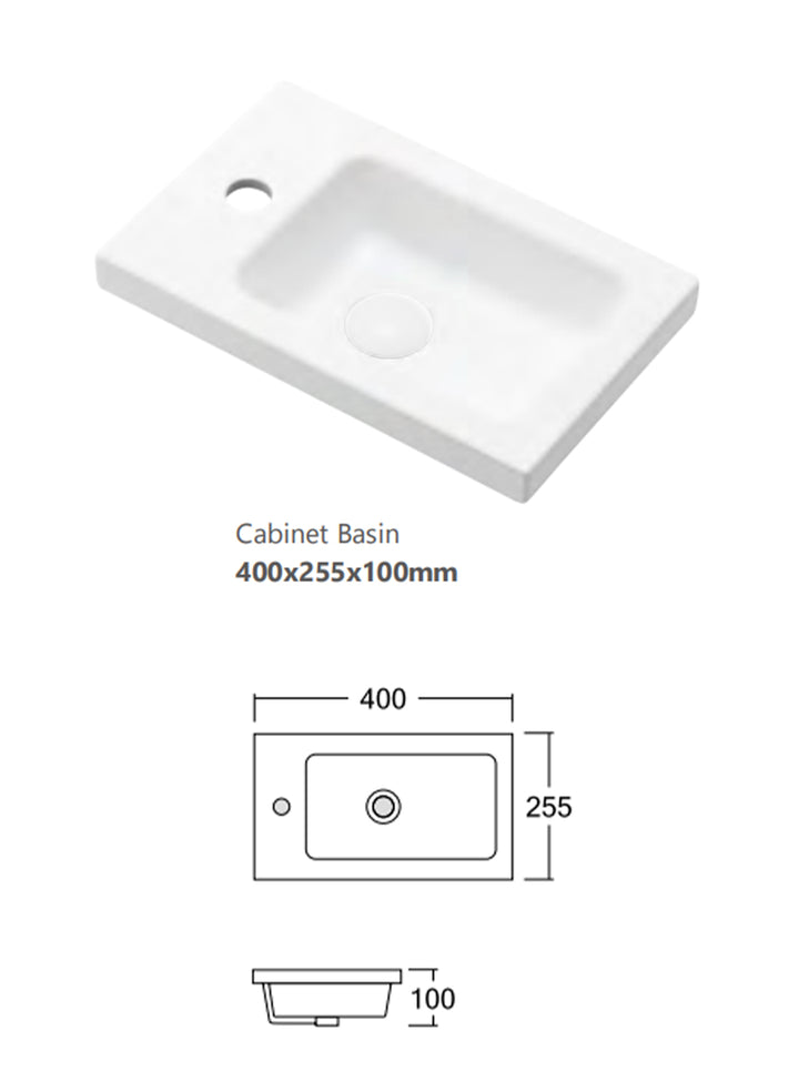 Mini Ensuite Vanity 400mm Matte White Fluted Vanity (with Basin)